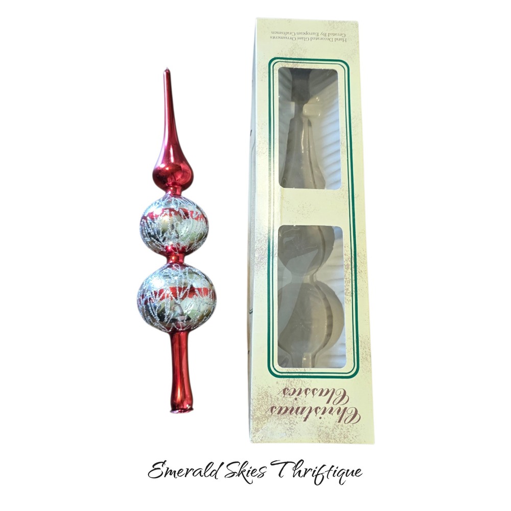 Vintage Christmas Classics Tree Topper Finial European Blown Glass. Free ship